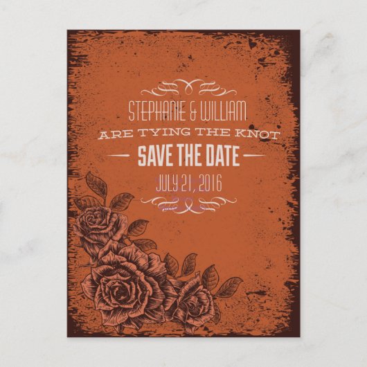 ヴィンテージフローラ日付をRustに保存 案内ポストカード (正面)