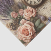 ヴィンテージフローラ時計と蝶のデコページ 薄葉紙 (詳細)