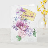 ヴィンテージフローラ最高のの願い カード (黄色い花)