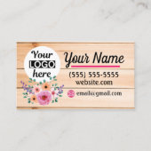 ヴィンテージフローラ木製バックグラウンド名刺 名刺 (正面)