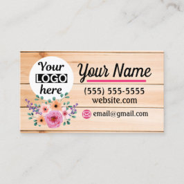 ヴィンテージフローラ木製バックグラウンド名刺 名刺
