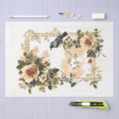 ヴィンテージフローラ枠（鳥付き） 薄葉紙 (クラフト)