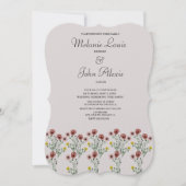 ヴィンテージフローラ植物刺繍結婚芸術 招待状 (正面)