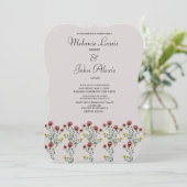 ヴィンテージフローラ植物刺繍結婚芸術 招待状 (スタンド正面)