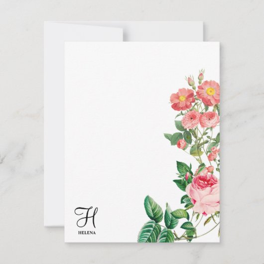 ヴィンテージフローラ植物単図カスタマイズ図 ノートカード (正面)