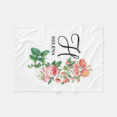 ヴィンテージフローラ植物単図カスタマイズ図 フリースブランケット (正面(横))