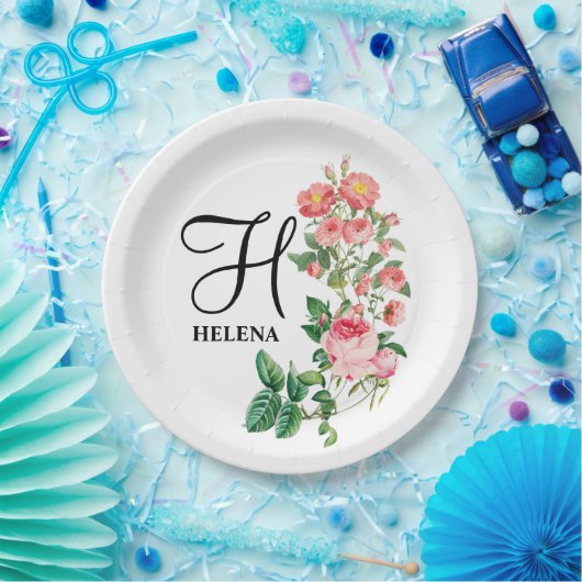 ヴィンテージフローラ植物単図カスタマイズ図 ペーパープレート (パーティー)