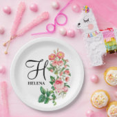 ヴィンテージフローラ植物単図カスタマイズ図 ペーパープレート (パーティー)