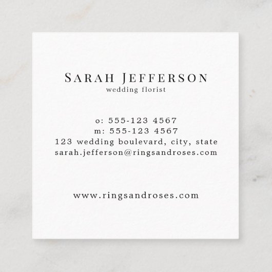 ヴィンテージフローラ植物学エレガント金ゴールド渦白 スクエア名刺 (裏面)