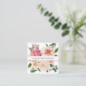 ヴィンテージフローラ植物学エレガント金ゴールド渦白 スクエア名刺 (スタンド正面)