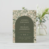 ヴィンテージフローラ植物学&グリーンアーチ自然テーマ 招待状 (スタンド正面)