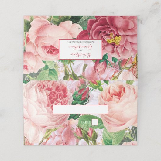 ヴィンテージフローラ植物性バラ結婚座席表 プレイスカード (外部開封)