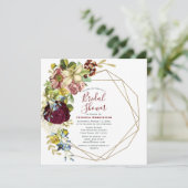 ヴィンテージフローラ植物性金ゴールドブライダルシャワー 招待状 (スタンド正面)