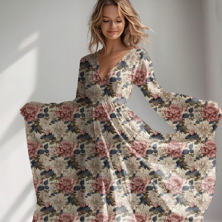 ヴィンテージフローラ植物牡丹パターン ファブリック