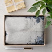 ヴィンテージフローラ植物鳥類ブルーデカップアート 薄葉紙 (ギフト)