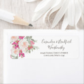 ヴィンテージフローラ水彩ピンクガール結婚ズカップル ラベル (インサイチュ)