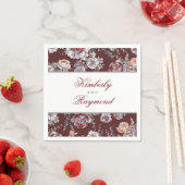 ヴィンテージフローラ水彩ブルゴーニュ赤 スタンダードカクテルナプキン (インサイチュ)