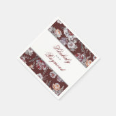 ヴィンテージフローラ水彩ブルゴーニュ赤 スタンダードカクテルナプキン (角)