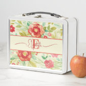 ヴィンテージフローラ水彩モノグラムエレガント メタルランチボックス (インサイチュ)