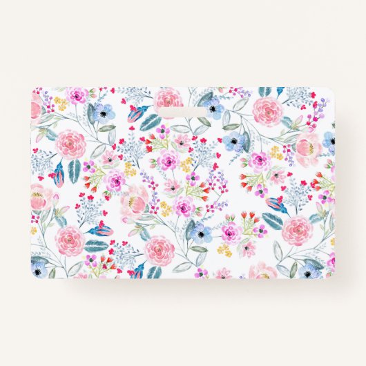 ヴィンテージフローラ水彩手絵を描デザイン バッジ (裏面)