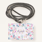 ヴィンテージフローラ水彩手絵を描デザイン バッジ (正面ランヤード)