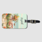 ヴィンテージフローラ水彩熱帯ビーチバイク ラゲッジタグ (正面横)