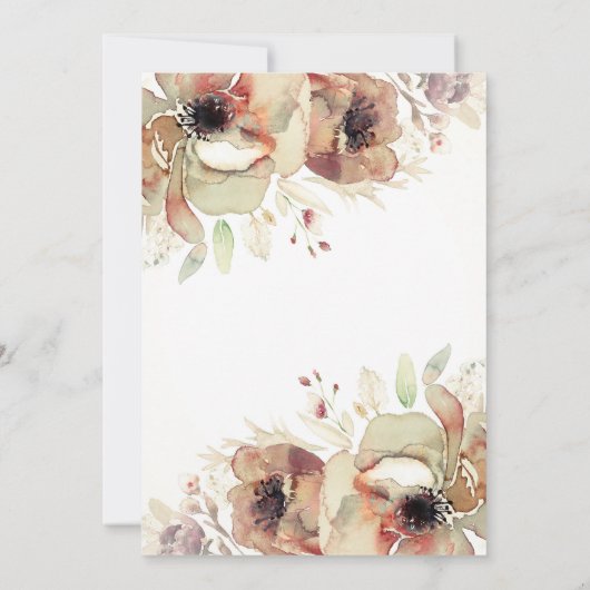 ヴィンテージフローラ水彩色秋ブライダルシャワー 招待状 (裏面)