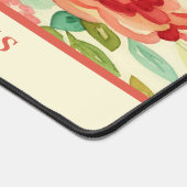 ヴィンテージフローラ水彩赤とベージュ デスクマット (コーナー)