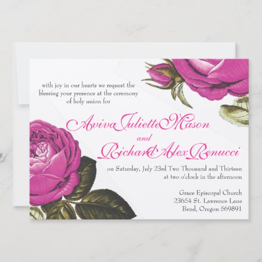 ヴィンテージフローラ水彩 招待状 (正面)