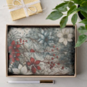 ヴィンテージフローラ水色クリスマスポインセチア 薄葉紙 (ギフト)