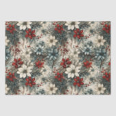 ヴィンテージフローラ水色クリスマスポインセチア 薄葉紙 (正面)