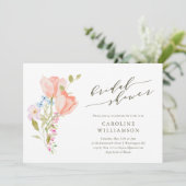 ヴィンテージフローラ水色スクリプトブライダルシャワー 招待状 (スタンド正面)