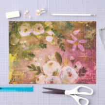 ヴィンテージフローラ水色スクリプト，ピンクグラデーション金ゴールド