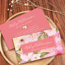 ヴィンテージフローラ水色スクリプト、ピーチピンク金ゴールド