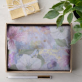 ヴィンテージフローラ水色スクリプト、紫の青金ゴールド 薄葉紙 (ギフト)