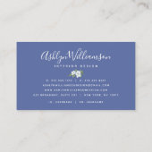 ヴィンテージフローラ水色スクリプトseaooam青金ゴールド 名刺 (裏面)