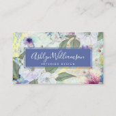 ヴィンテージフローラ水色スクリプトseaooam青金ゴールド 名刺 (正面)