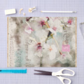 ヴィンテージフローラ水色 薄葉紙 (クラフト)