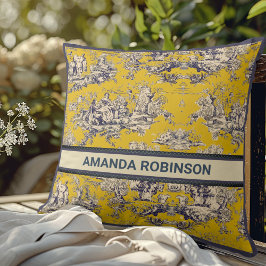 ヴィンテージフローラ湖イエロートイレデジュイモノグラム クッション