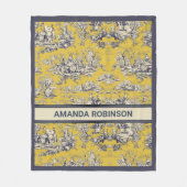 ヴィンテージフローラ湖イエロートイレデジュイモノグラム フリースブランケット (正面)