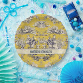 ヴィンテージフローラ湖イエロートイレデジュイモノグラム ペーパープレート (パーティー)