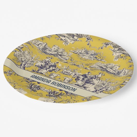 ヴィンテージフローラ湖イエロートイレデジュイモノグラム ペーパープレート (アングル)