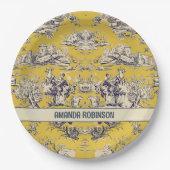ヴィンテージフローラ湖イエロートイレデジュイモノグラム ペーパープレート (正面)