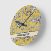 ヴィンテージフローラ湖イエロートイレデジュイモノグラム ラウンド壁時計 (傾斜)