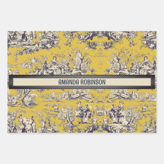 ヴィンテージフローラ湖イエロートイレデジュイモノグラム ラッピングペーパーシート (正面2)