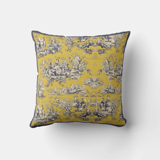 ヴィンテージフローラ湖イエロートイレデジュイ クッション (裏面)