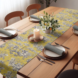 ヴィンテージフローラ湖イエロートイレデジュイ ショートテーブルランナー