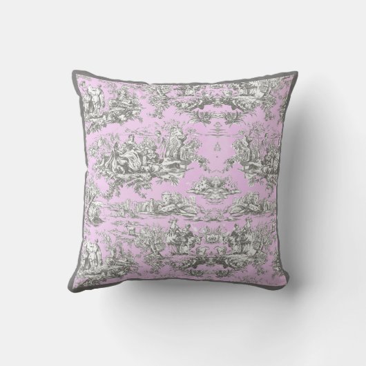 ヴィンテージフローラ湖ピンクトイレデジュイミモノグラム クッション (裏面)