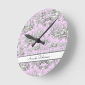 ヴィンテージフローラ湖ピンクトイレデジュイミモノグラム ラウンド壁時計 (傾斜)