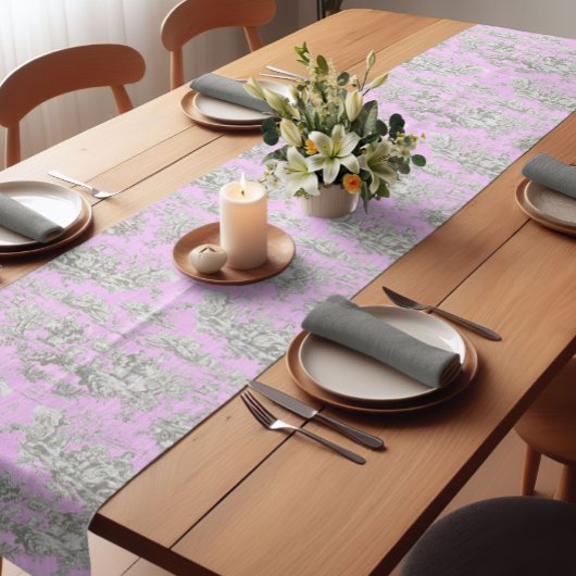 ヴィンテージフローラ湖ピンクトイレデジュイ ショートテーブルランナー